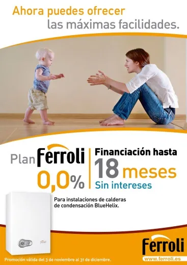 PLAN FERROLI 0,0 %: CAMPAÑA DE FINANCIACIÓN DE CALDERAS DE CONDENSACIÓN