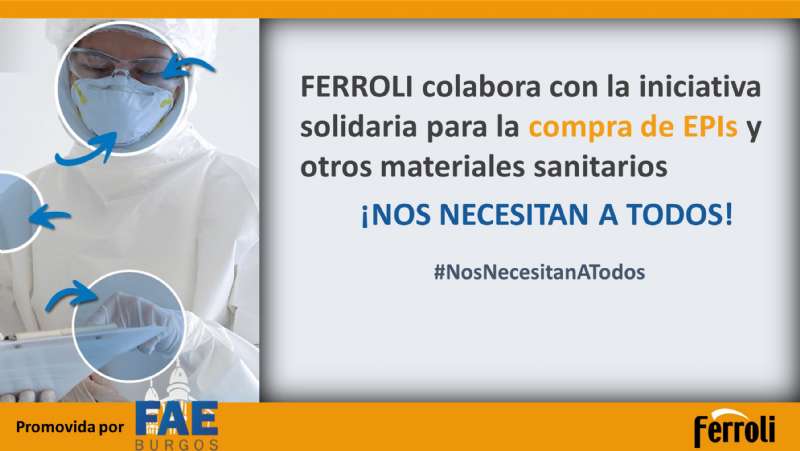 Ferroli colabora con la iniciativa solidaria de FAE Burgos para la compra de materiales sanitarios. 