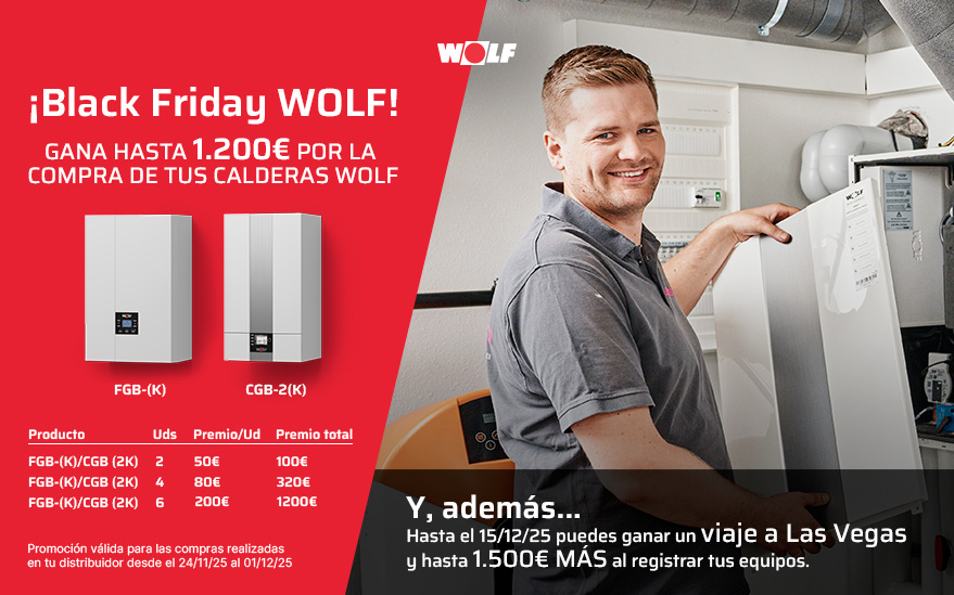 ¡Black Friday WOLF! Hasta 1.200 € para instaladores por la compra de calderas