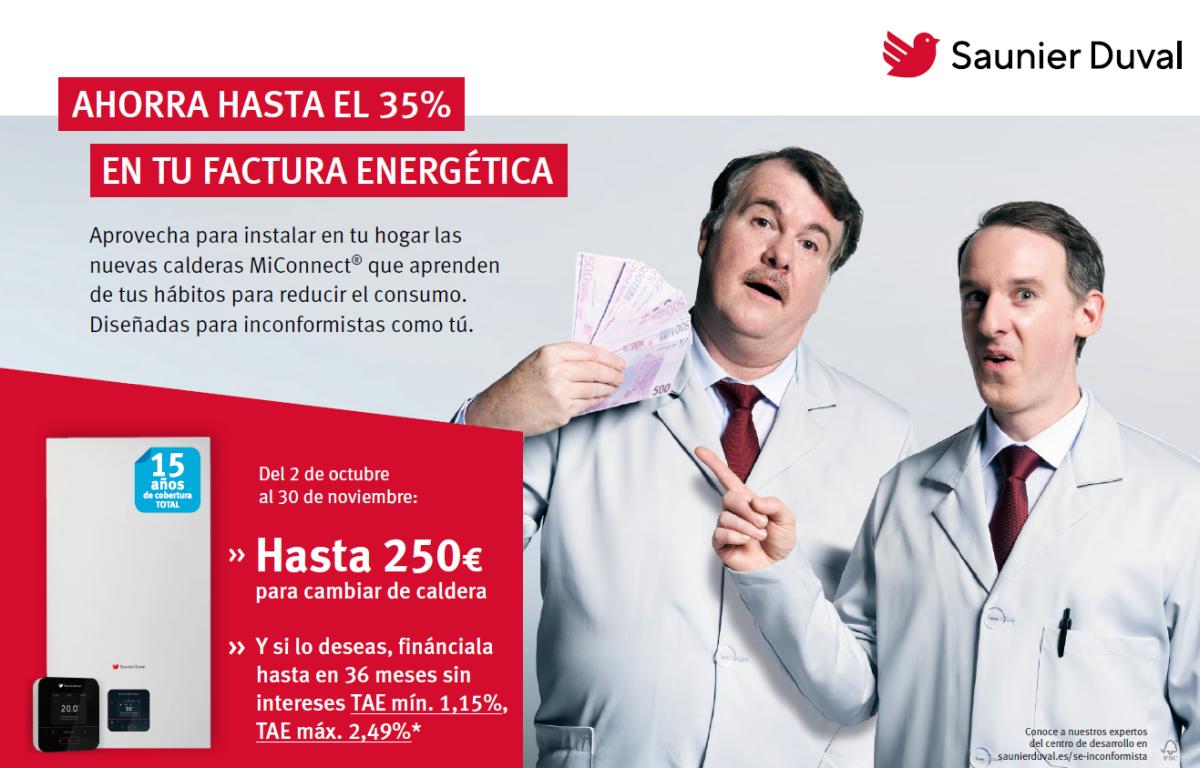 Nueva promoción calderas MiConnect® de Saunier Duval para el usuario final: hasta 250 € de descuento y financiación hasta en 36 meses sin intereses