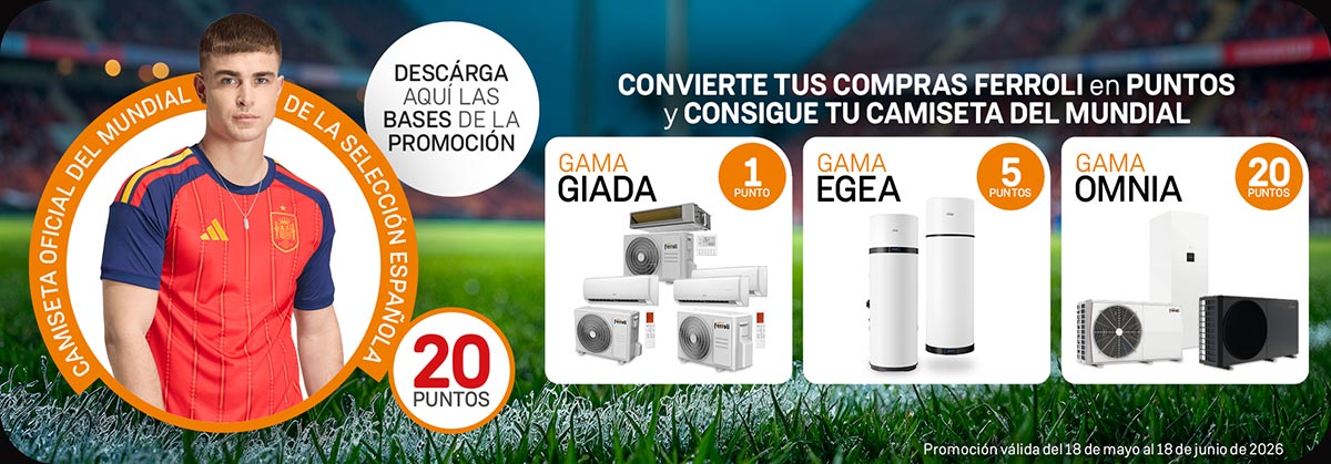 FERROLI lanza una promoción dirigida a instaladores para conseguir camisetas oficiales de la selección española 