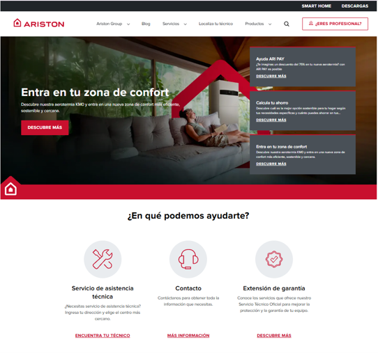 Ariston estrena nueva web para ofrecer una experiencia digital más sencilla, intuitiva y adaptada a las necesidades de sus usuarios
