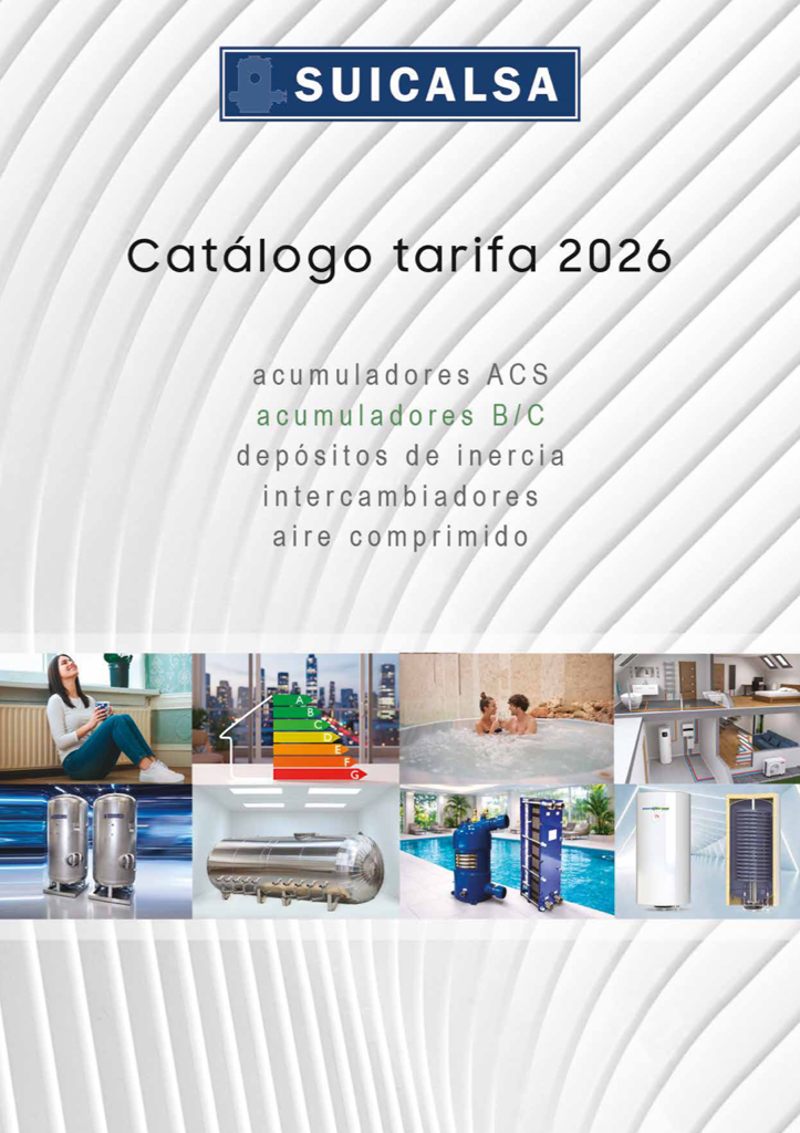 SUICALSA presenta su nuevo catálogo general 2026 con una oferta más especializada en acumulación, acs e intercambio térmico